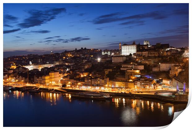 City of Porto Night Cityscape in Portugal Print by Artur Bogacki