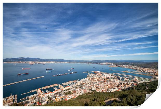 City Of Gibraltar Aerial View Print by Artur Bogacki