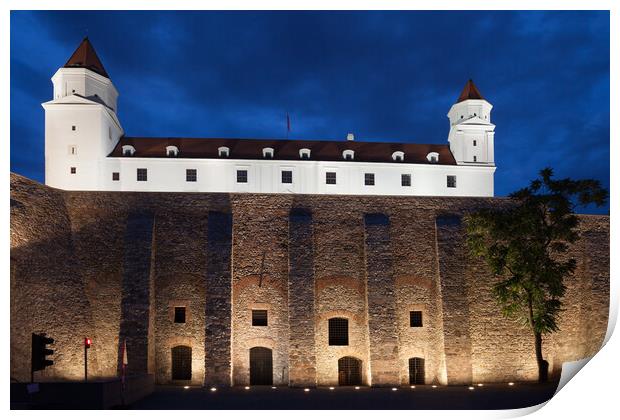 Bratislava Castle at Night in Slovakia Print by Artur Bogacki