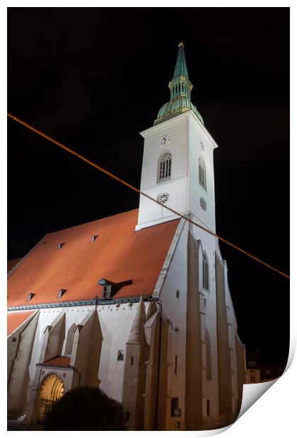 St. Martin Cathedral at Night in Bratislava Print by Artur Bogacki