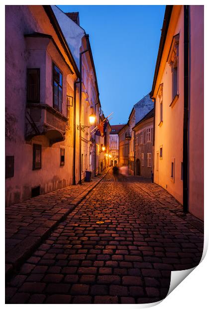 Old Town by Night in Bratislava City Print by Artur Bogacki