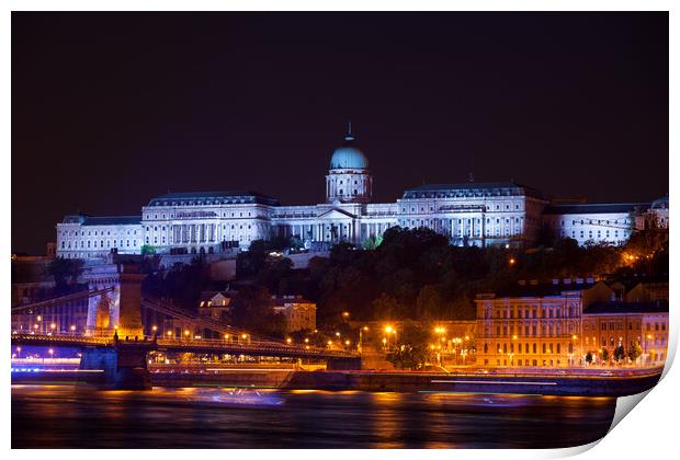 Buda Castle In Budapest Illuminated At Night Print by Artur Bogacki