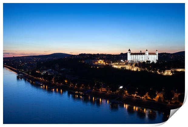 Twilight At Danube River in Bratislava City Print by Artur Bogacki