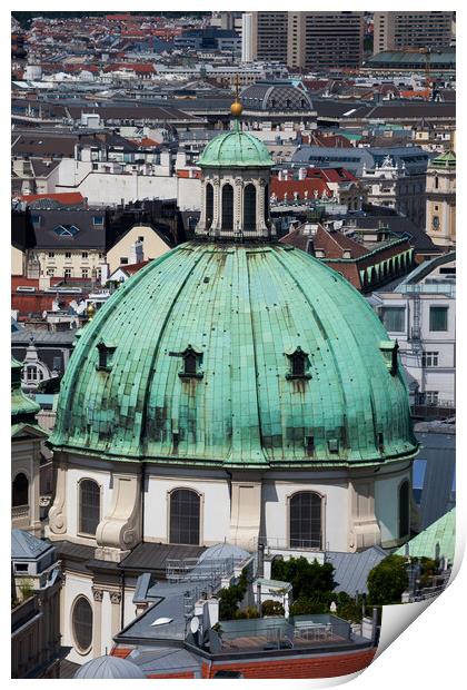 Dome of St. Peter Church in Vienna Print by Artur Bogacki