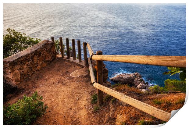 Cliff Top Tiny Viewpoint Terrace Overlooking The Sea Print by Artur Bogacki
