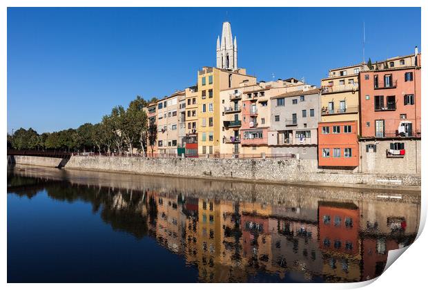 City Of Girona Old Town Houses At Onyar River Print by Artur Bogacki