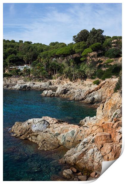 Coastline of Mediterranean Sea in Lloret de Mar Print by Artur Bogacki