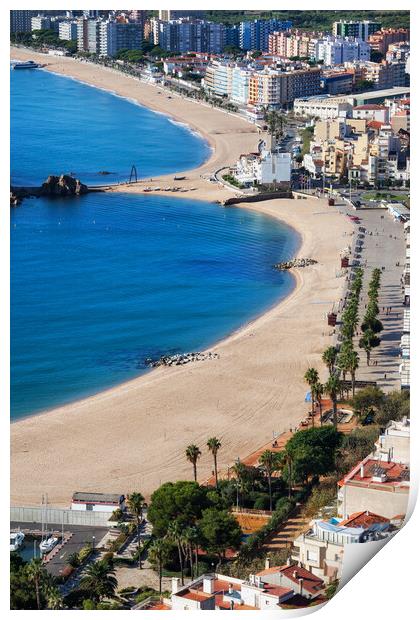 Beach And Blanes Town On Costa Brava In Spain Print by Artur Bogacki