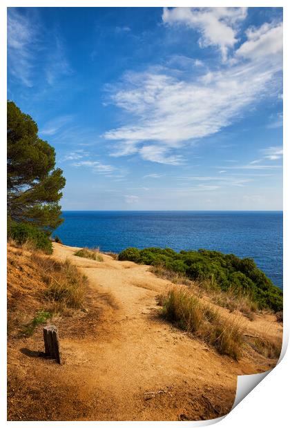 Costa Brava Cliff Top Trail at Mediterranean Sea Print by Artur Bogacki