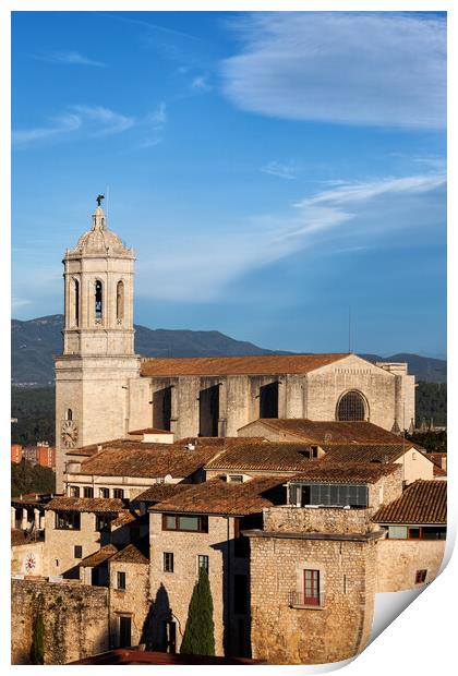 Girona Old Town With Cathedral Print by Artur Bogacki
