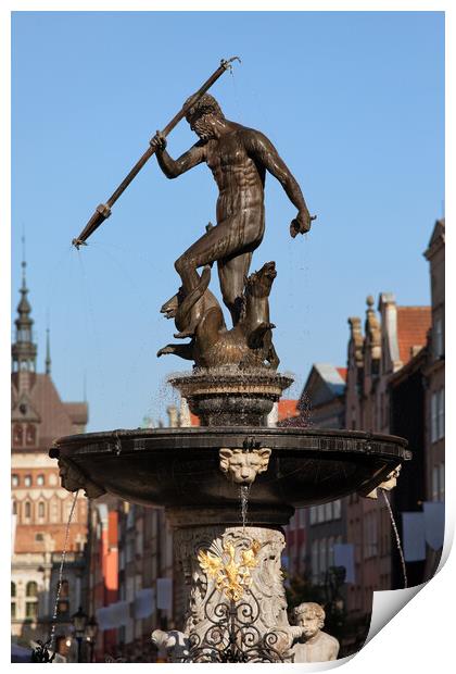 Neptune Fountain In Gdansk Print by Artur Bogacki