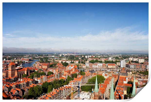 Aerial View Over City Of Gdansk In Poland Print by Artur Bogacki