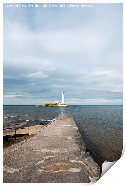  St Mary's Lighthouse, Whitley Bay Print by David Graham