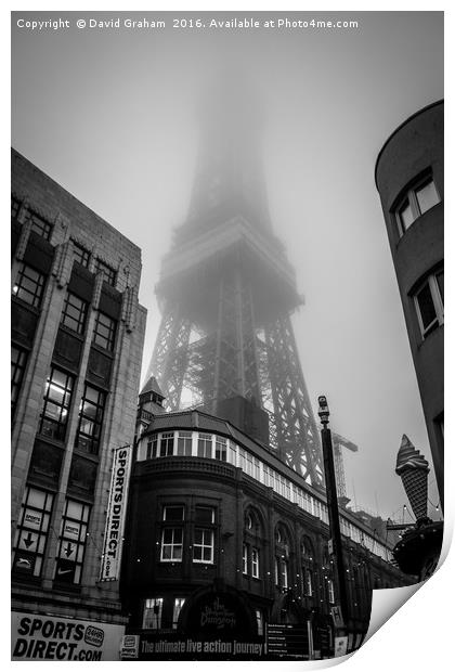 Blackpool Tower in the mist Print by David Graham