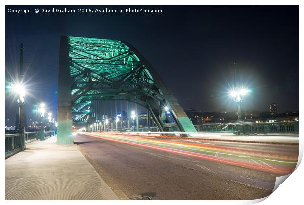 Tyne Bridge at night Print by David Graham