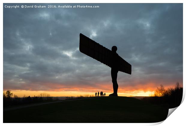 The Angel of the North, Gateshead - sunset Print by David Graham