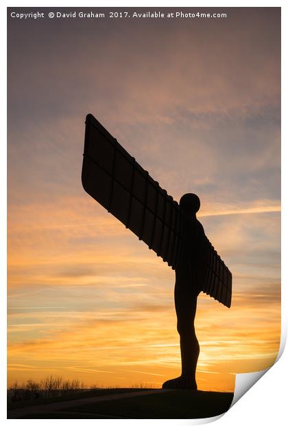 The Angel of the North, Gateshead - sunset  Print by David Graham