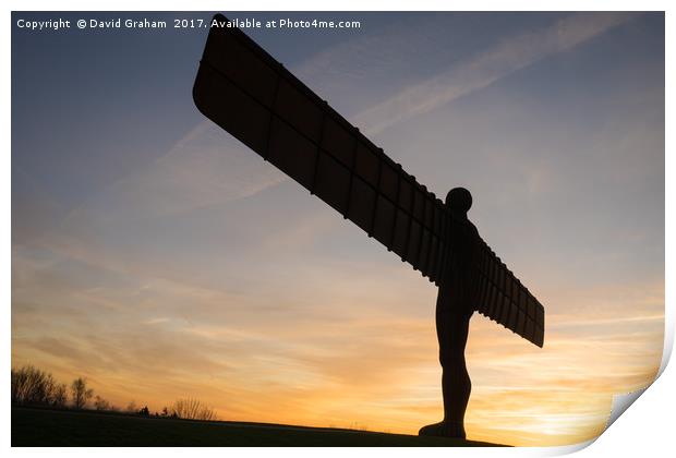 The Angel of the North, Gateshead - Sunset Print by David Graham