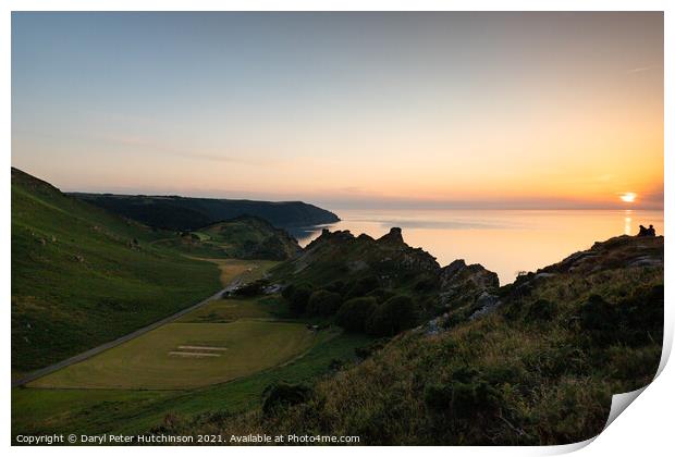 Sunset over The Valley of Rocks, Lynton  Print by Daryl Peter Hutchinson