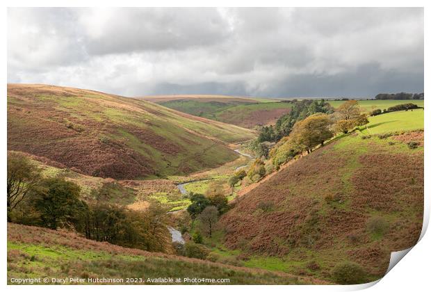Storm clouds over the infant River Barle, Simonsbath, Exmoor National Park Print by Daryl Peter Hutchinson