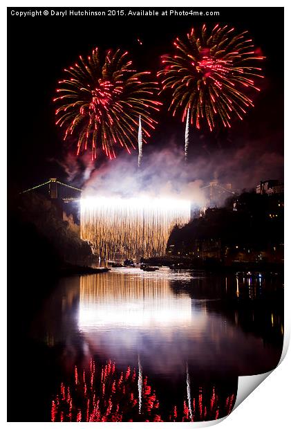 Clifton Suspension Bridge 150th Anniversary firewo Print by Daryl Peter Hutchinson