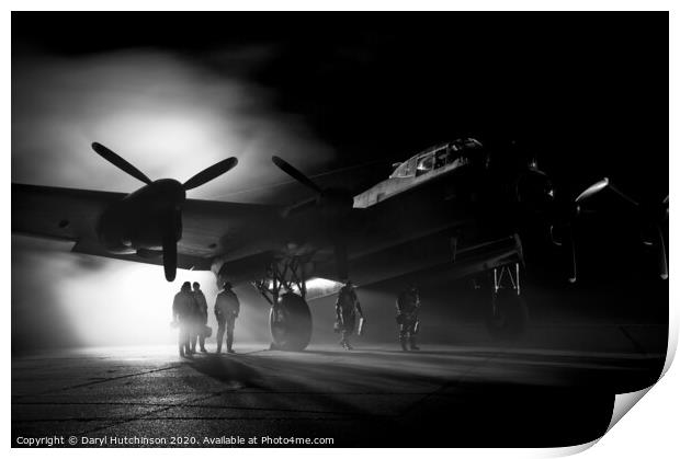 A safe return. The aircrew of a Lancaster bomber Print by Daryl Peter Hutchinson