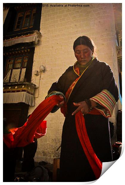Jokhang Temple Tibetan Lady, Lhasa, Tibet  Print by Julian Bound