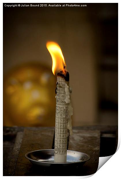 Candle of Shwedagon Pagoda, Yangon, Burma Print by Julian Bound