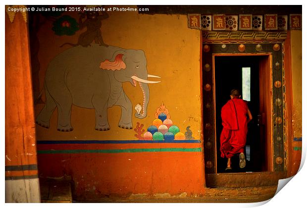  Novice monk, Paro, Bhutan Print by Julian Bound