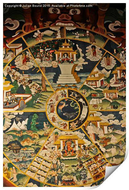  A Buddhist painting, Bhutan Print by Julian Bound