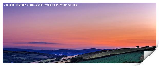  Summer evening over Stokeinteignhead, South Devon Print by Glenn Cresser