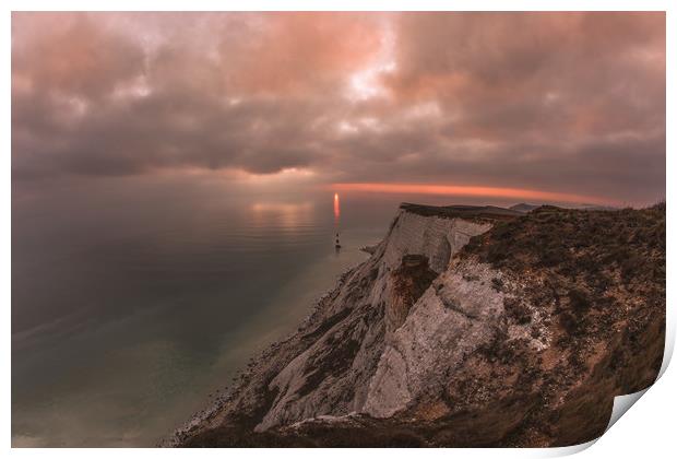 Beachy Head Sunsetting Directly behind the lightho Print by Daniel Frederick