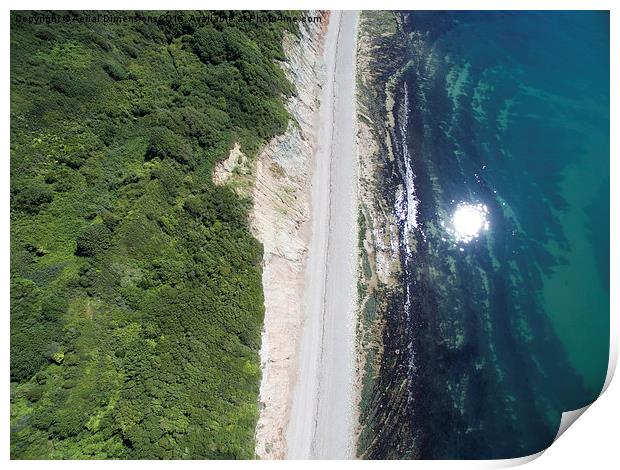  Sea meets cliffs near Seaton Print by Aerial Dimensions