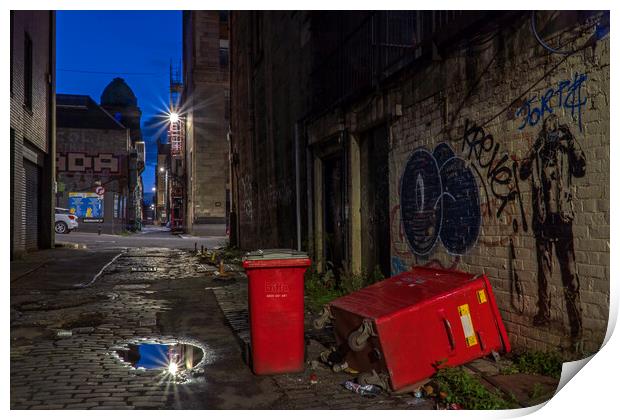 Glasgow Alleyways & Bins Print by Rich Fotografi 