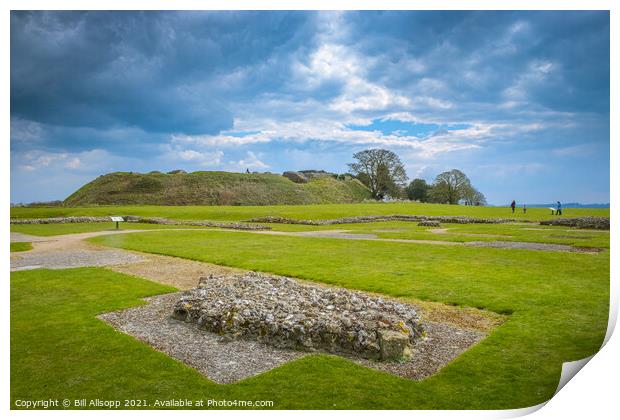 Old Sarum cathedral foundations. Print by Bill Allsopp