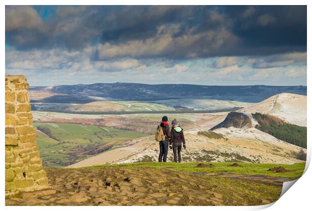 The trig point on the top of Mam Tor. Print by Bill Allsopp