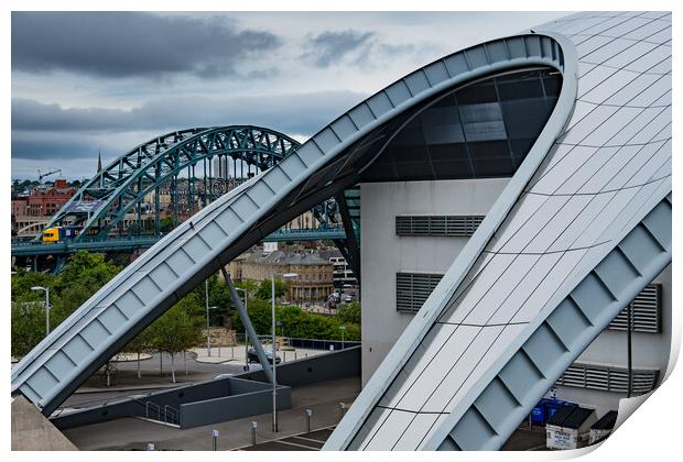 Gateshead curves. Print by Bill Allsopp