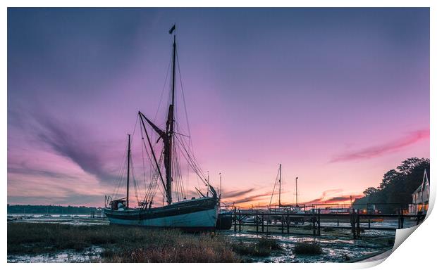 Sunrise on a Thames Sailing Barge Print by Bill Allsopp