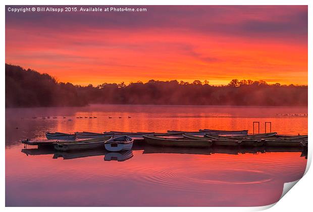 Sunrise at Thornton reservoir in Leicestershire. Print by Bill Allsopp