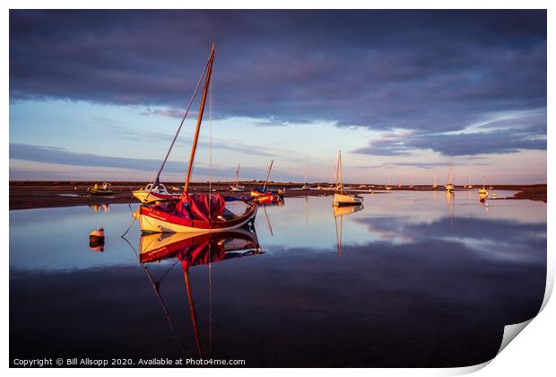 Sunset at Brancaster Staithe. Print by Bill Allsopp