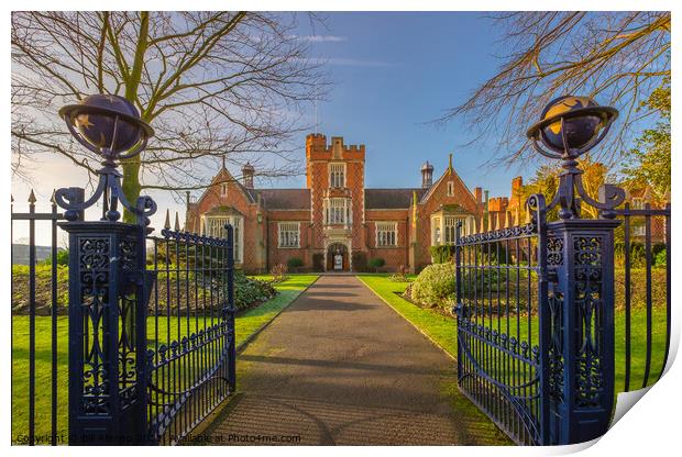 The gates to Loughborough Grammar School. Print by Bill Allsopp