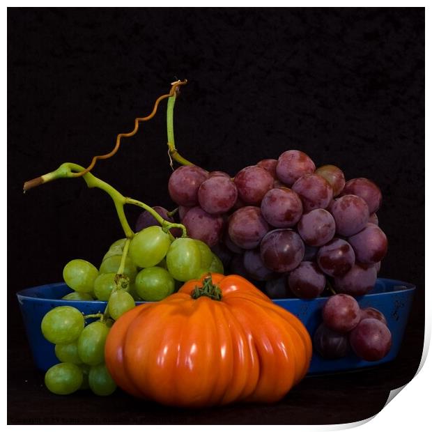 Grapes and Heirloom Tomato Print by Elf Evans
