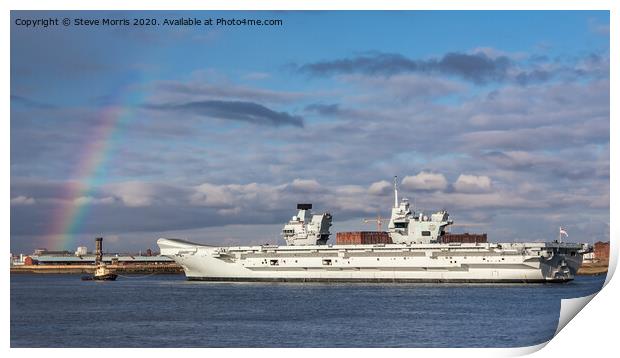 HMS Prince of Wales on the River Mersey Print by Steve Morris