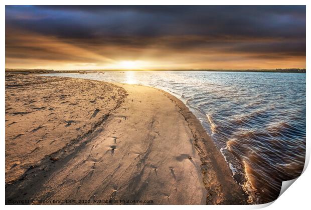 Beach sunrise at Burnham Overy Staithe in Norfolk Print by Simon Bratt LRPS