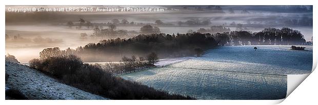 Winchester hill frosty spring morning panoramic Print by Simon Bratt LRPS
