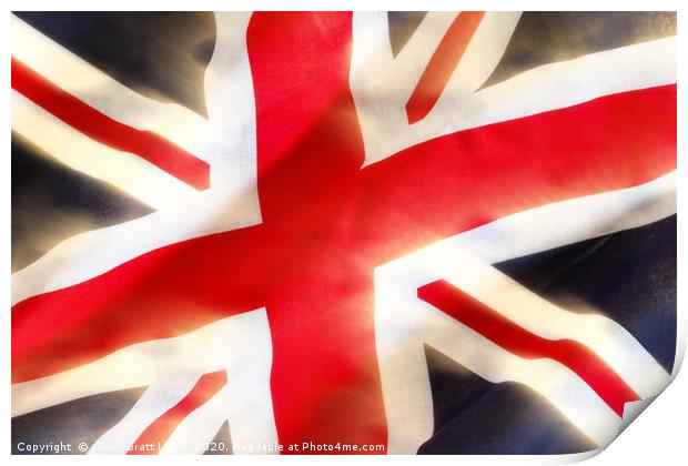 Union jack flag extract waving in the wind Print by Simon Bratt LRPS