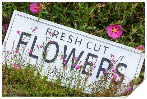 Garden flowers with fresh cut flower sign 0718 Print by Simon Bratt LRPS