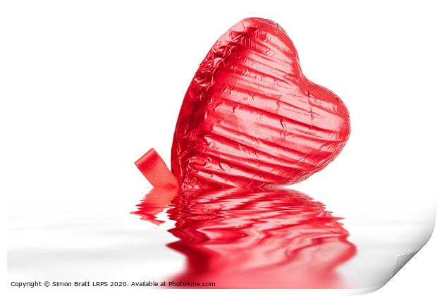 Red Chocolate love heart lollypop angled Print by Simon Bratt LRPS