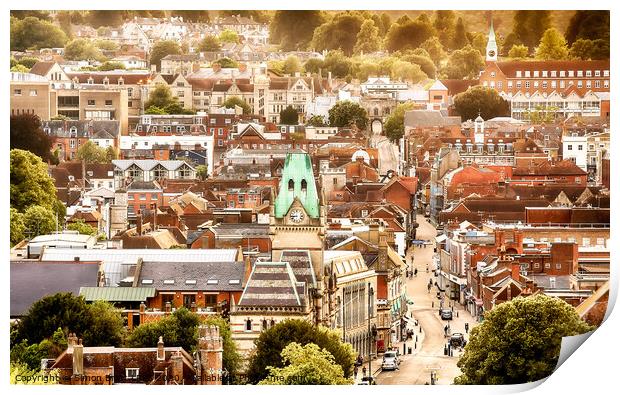 Winchester historic city from above Print by Simon Bratt LRPS