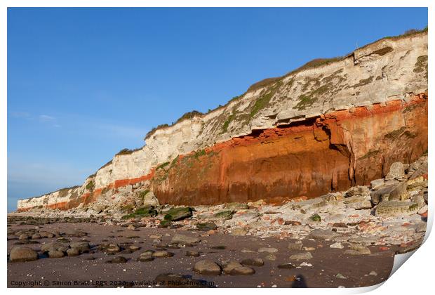 Red rock cliffs in Hunstanton Norfolk UK Print by Simon Bratt LRPS